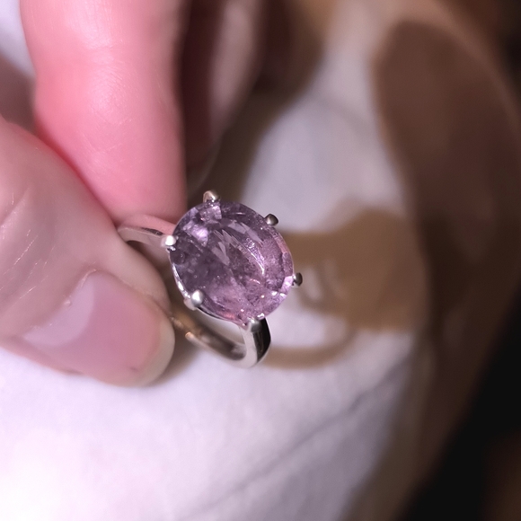 Large Natural Pink Mauve Grey Blue Color Change Sapphire In Sterling Silver Ring - Picture 9 of 9